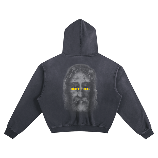 HUMBLE CULTURE JESUS ES REY DEBT FREE Sunfade Boxy Hoodie