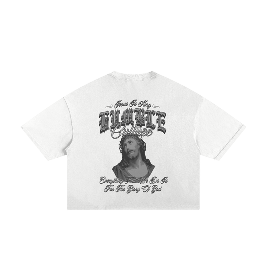 HUMBLE CULTURE JESUS IS KING Classic Frayed Boxy Tee - 250 GSM